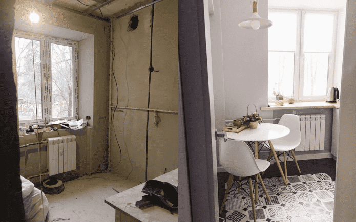Foto antes y después de la renovación