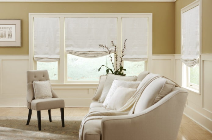 Cortinas romanas sin marco para la sala de estar
