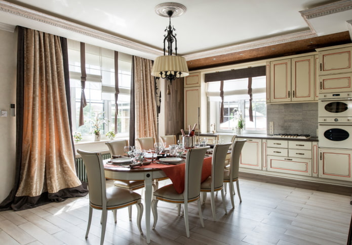 Cortinas romanas decoradas con cintas
