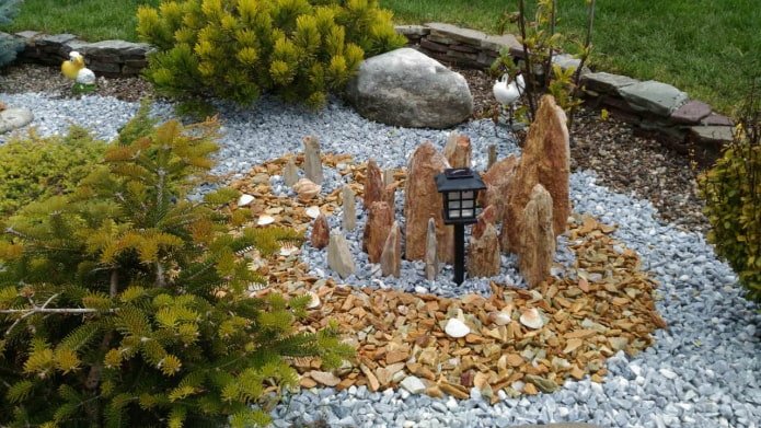 Decoración de jardín de rocas japonés