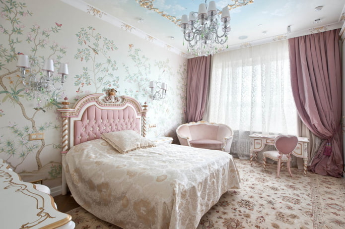 dormitorio rosa de estilo clásico