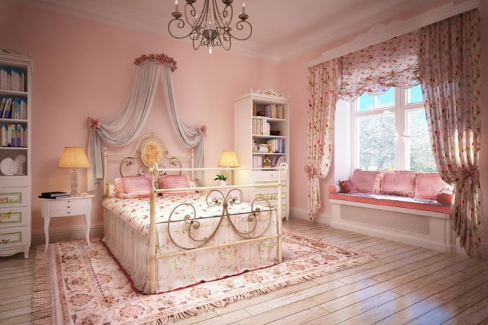 dormitorio rosa de estilo provenzal