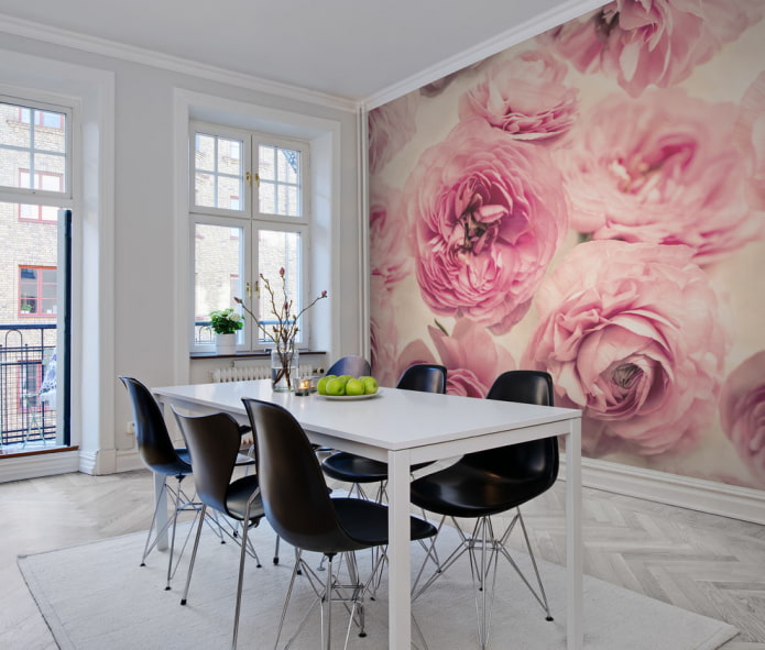 Papel pintado fotográfico con flores