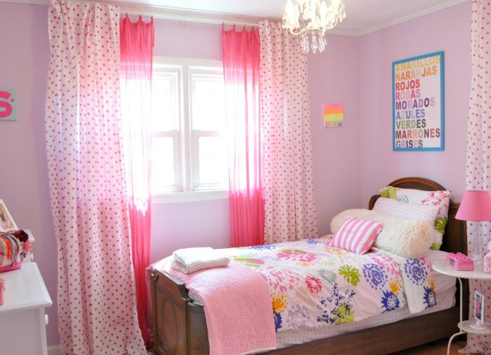 cortinas de lunares en la habitación infantil