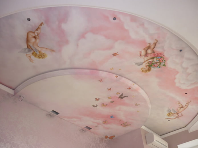 Estructura de techo rosa con impresión fotográfica