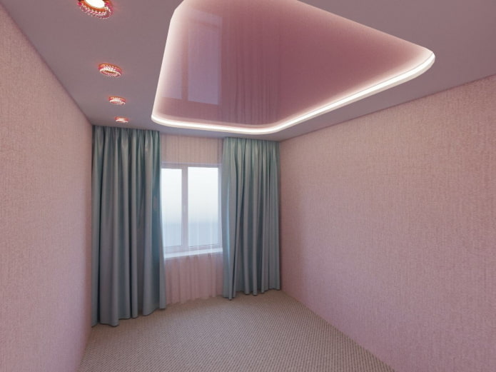 Diseño de techo rosa con retroiluminación