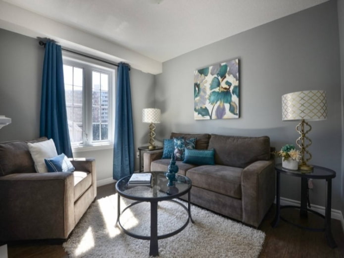 Gris en combinación con azul en el interior