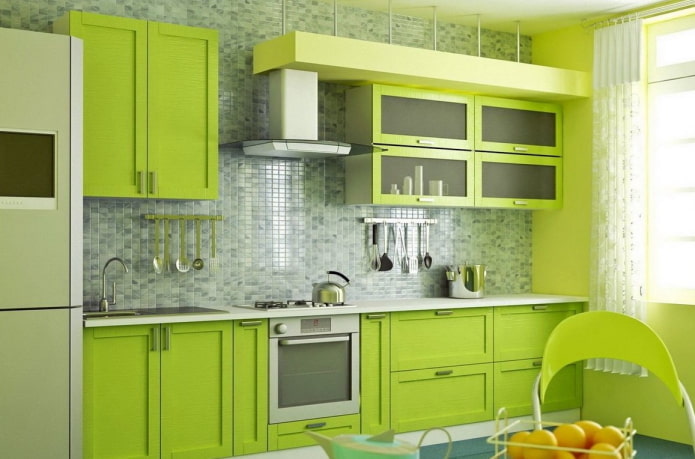 Decoración de cocina en tonos ensalada