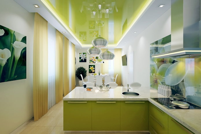 Decoración de cocina en tonos ensalada