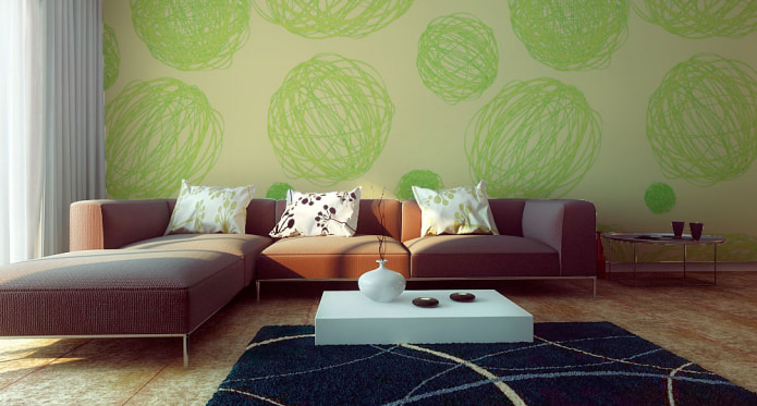 papel pintado verde claro en un estilo moderno