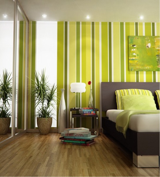 Papel pintado verde claro en un estilo moderno