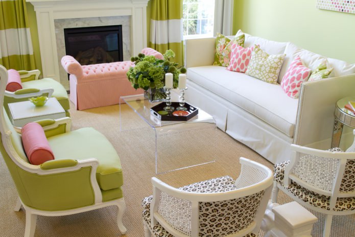 Combinación de verde y rosa