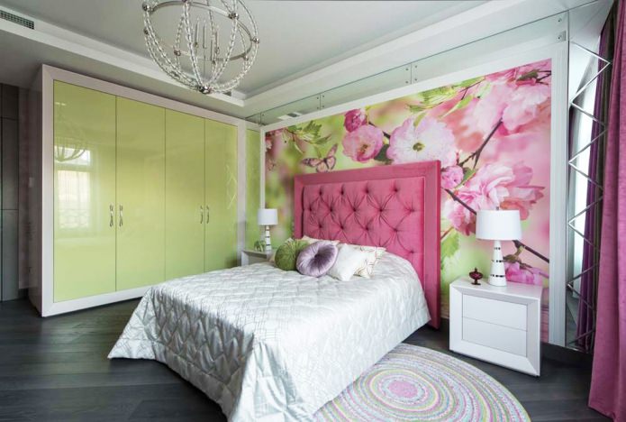Combinación de verde y rosa
