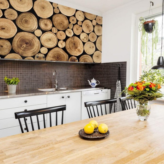 papel tapiz fotográfico para la fachada del mueble de cocina