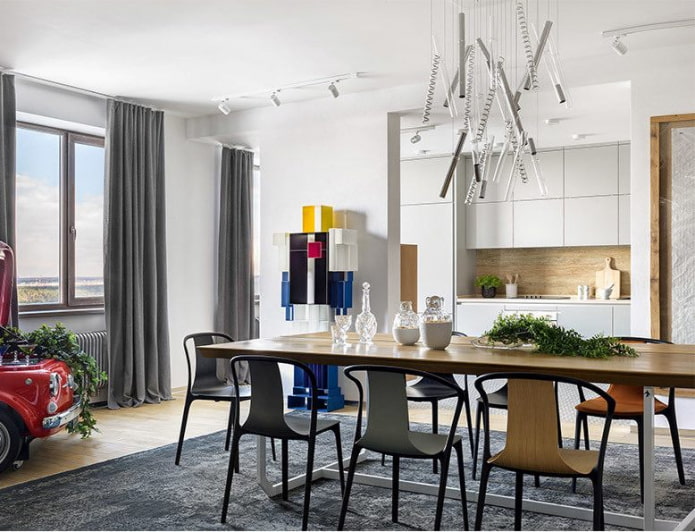 Cocina minimalista con comedor