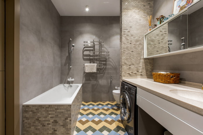 decoración de baño en tonos grises