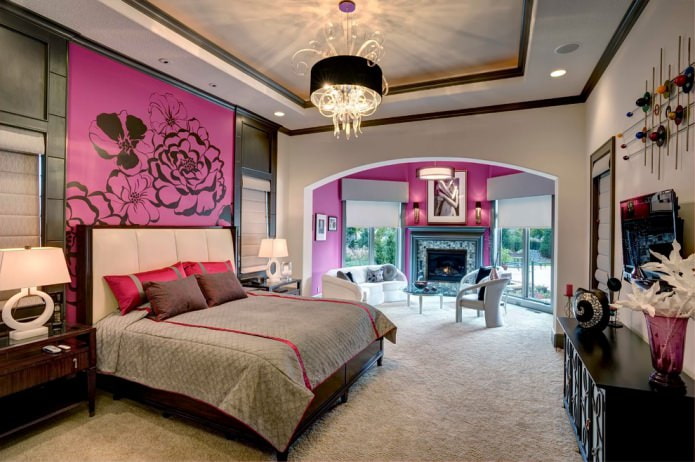 Paredes gris rosadas en el dormitorio