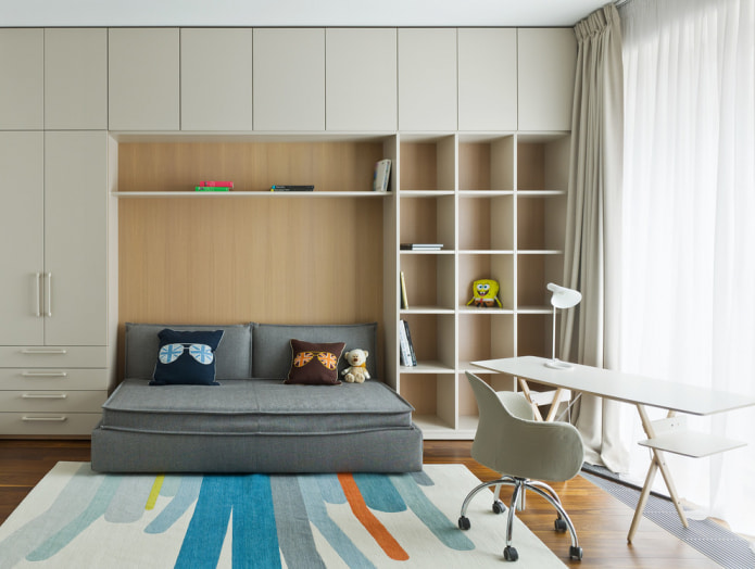 habitación infantil con sofá plegable