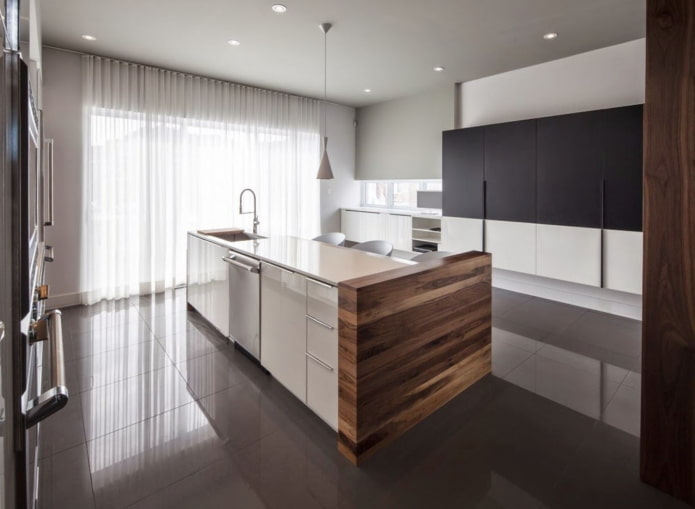 estructura de techo gris de un solo nivel en la cocina