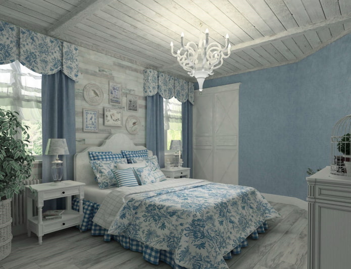 revestimiento de techo de madera gris en estilo provenzal