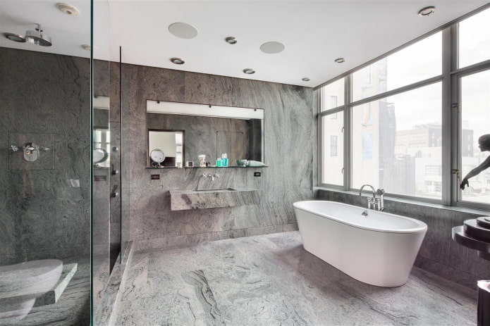 interior de baño gris