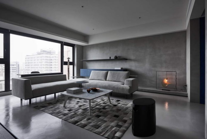 interior gris en estilo minimalista