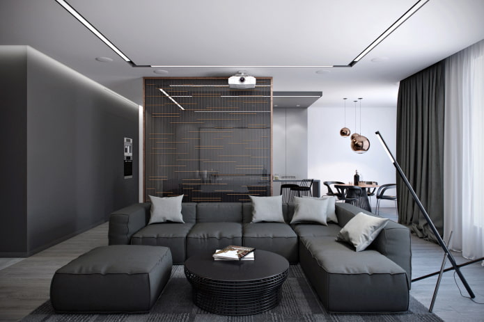 interior gris en estilo de alta tecnología