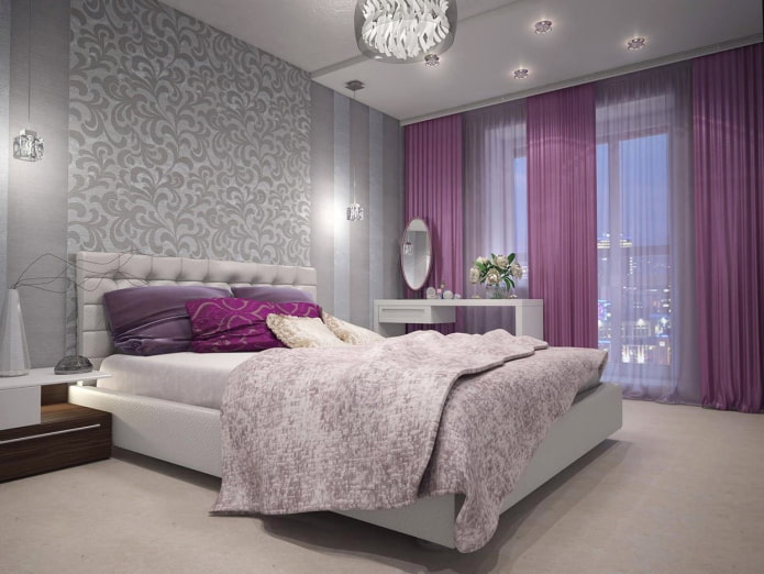 diseño de interiores en tonos gris violáceos