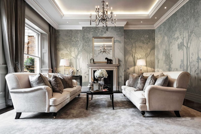 diseño de interiores en tonos grises y beige