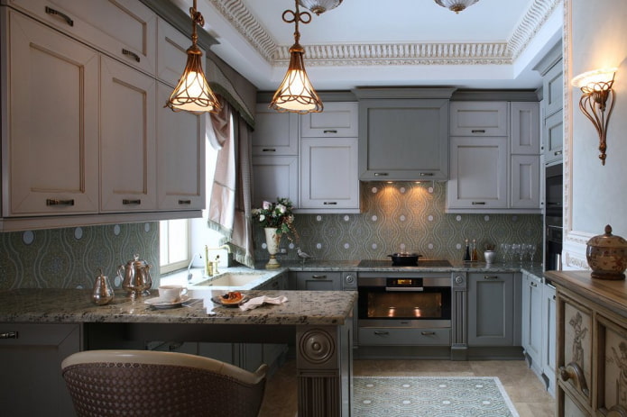 interior de cocina en tonos grises