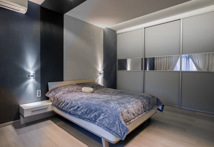 armario corredizo en el interior del dormitorio en un estilo moderno