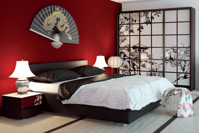 guardarropa en el interior del dormitorio en estilo japonés