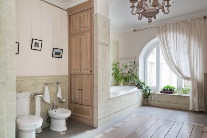 un armario en forma de partición en el interior del baño