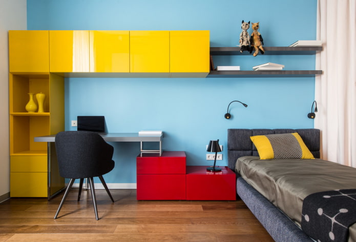 Armario en forma de L en el interior de la habitación infantil