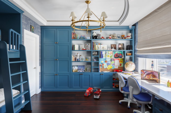Muebles para la habitación infantil en tonos azules