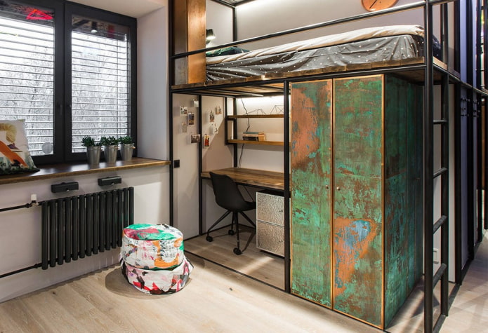 armario en el interior de una habitación infantil de estilo loft