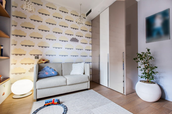 Armario en el interior de una habitación infantil de estilo moderno