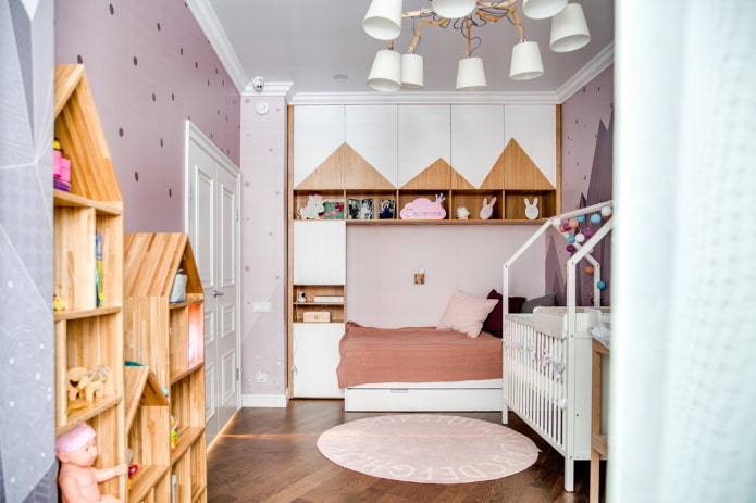 armario en el interior de una habitación infantil de estilo escandinavo