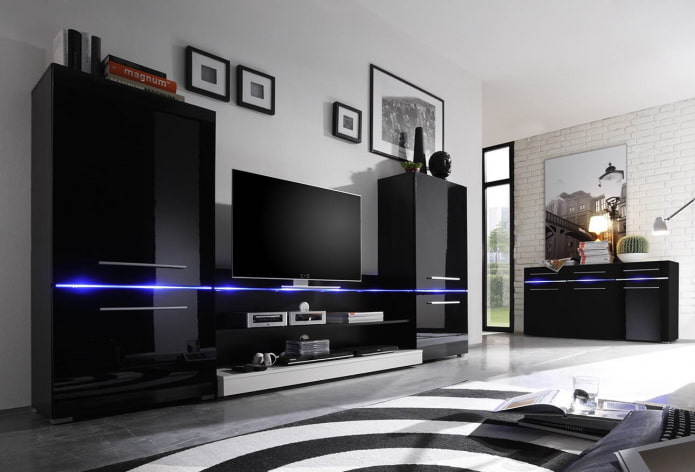 armario en el interior de la sala de estilo hi-tech