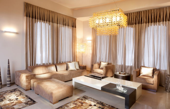 Cortinas de organza en el salón