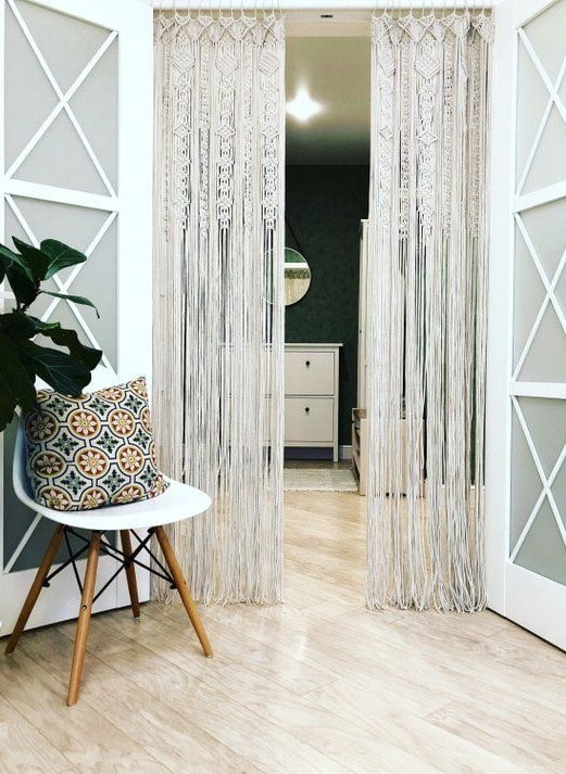 cortinas de macramé para la puerta del interior
