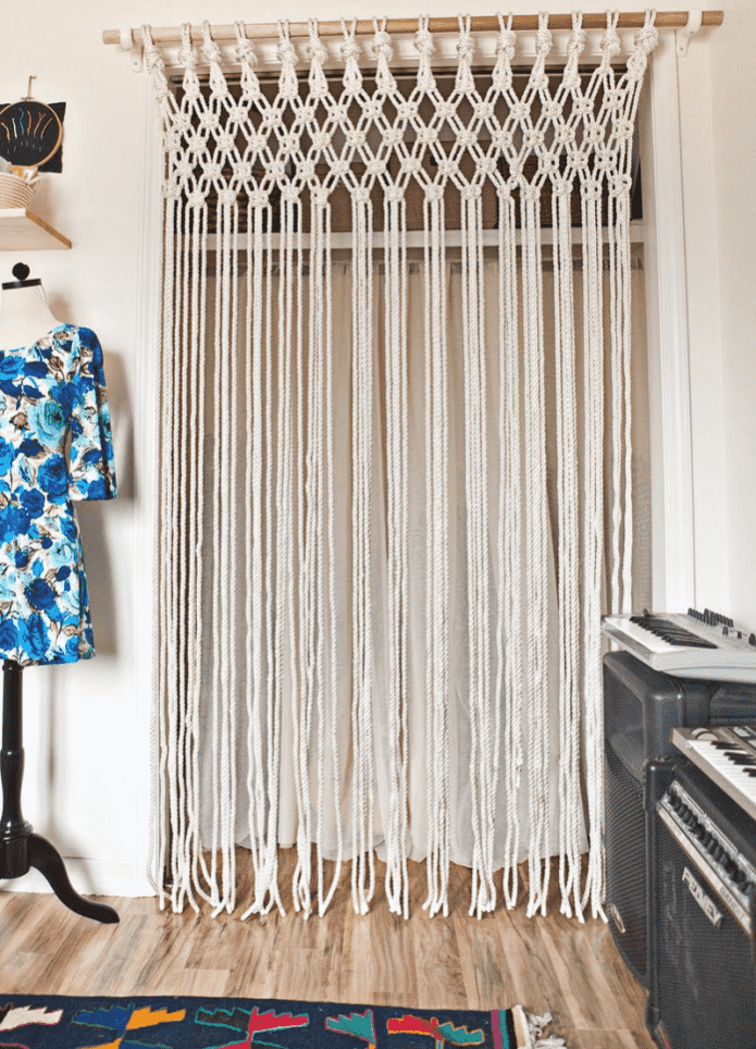 cortinas de macramé para la puerta del interior