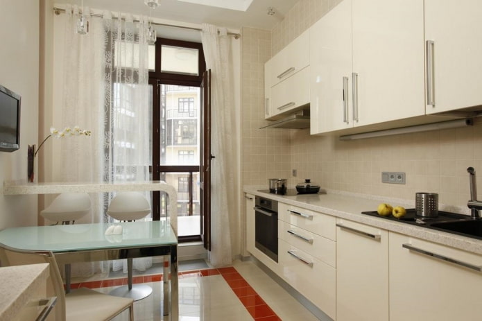 cortinas en el balcón de la cocina