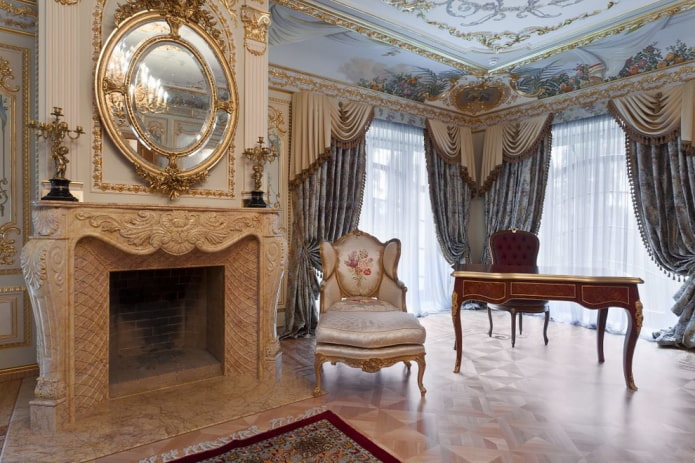 cortinas con lambrequines de estilo barroco