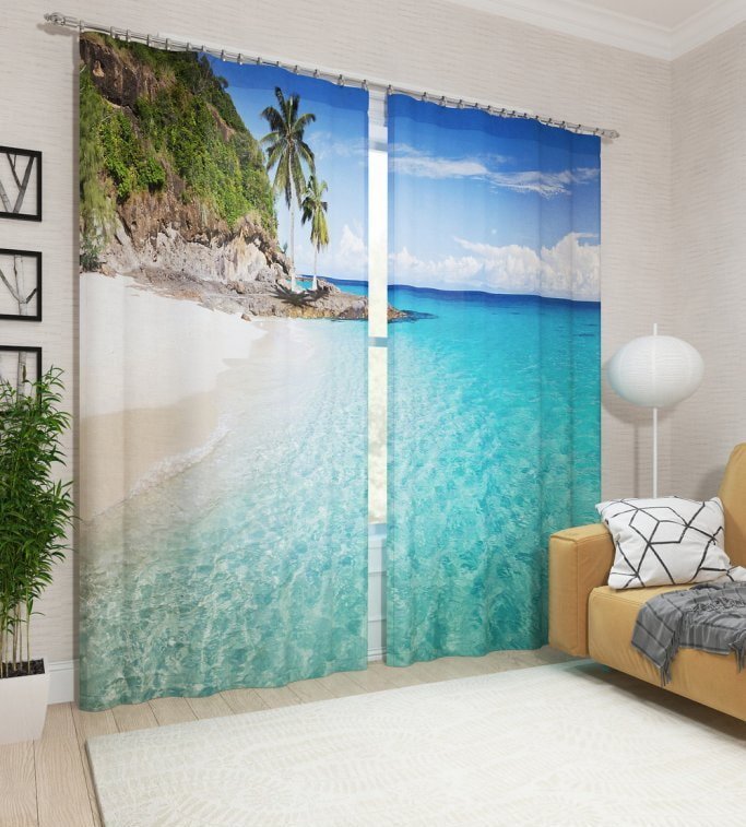 Cortinas 3D con imagen de playa