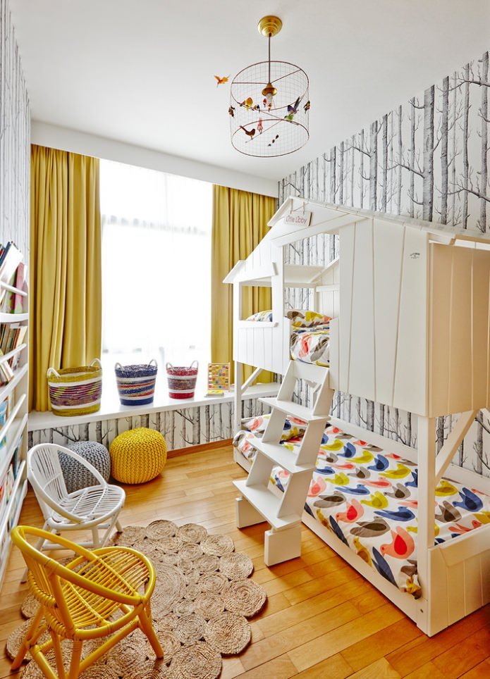 Cortinas amarillas para la habitación infantil