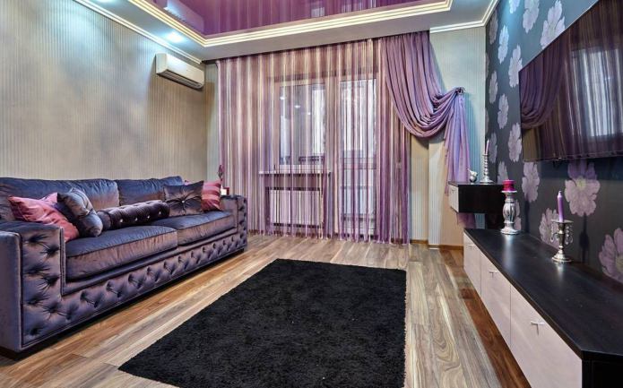Cortinas lilas para la sala de estar