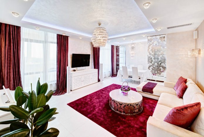 Cortinas burdeos para el salón