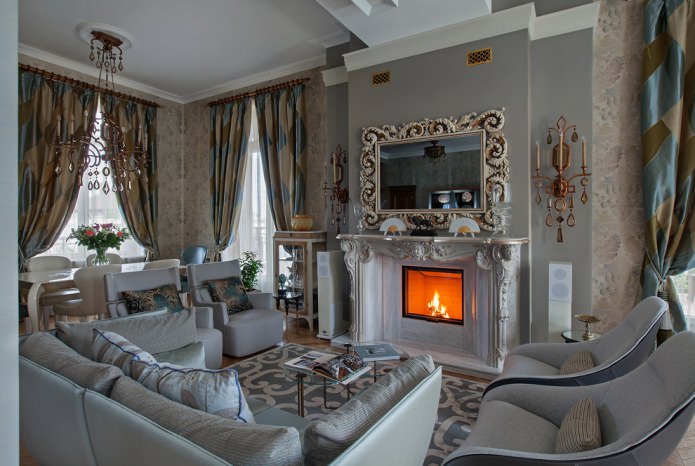 cortinas en el salón de estilo clásico