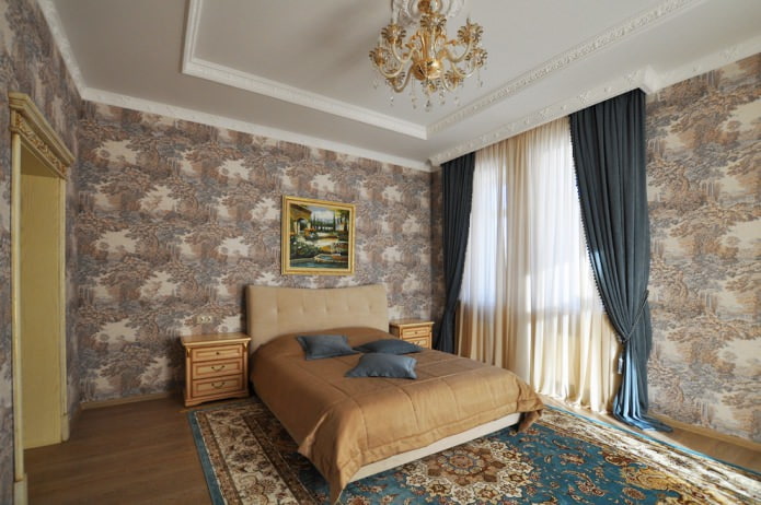 cortinas en el dormitorio de estilo clásico